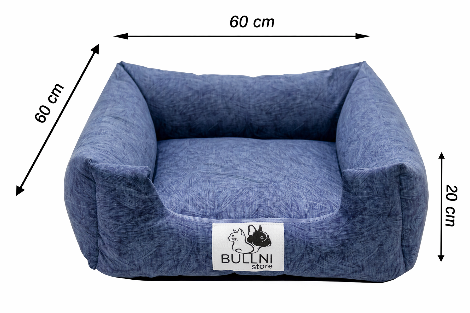Cama Quadrada para Cachorro ou Gato Bullni Luxo Azul Petróleo