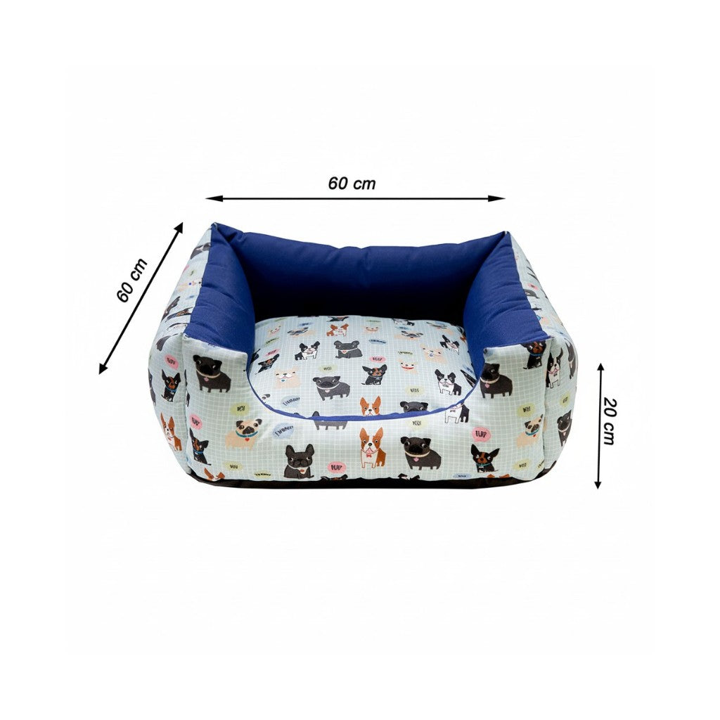 Cama Para Cachorro Quadrada impermeavel Azul Dog Drop