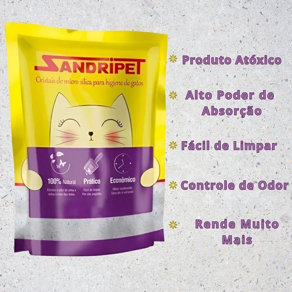 Areia Sílica Gato Fina 1,6kg Alta Absorção