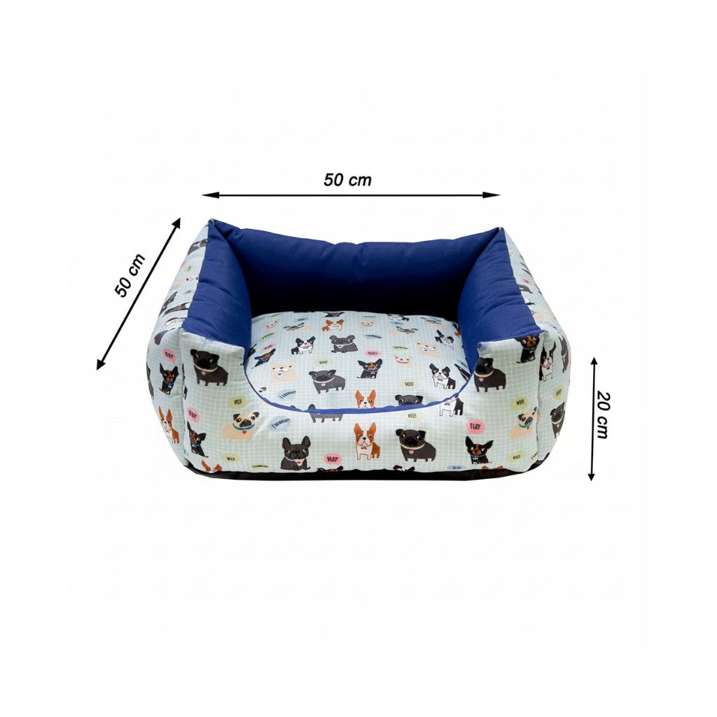 Cama Para Cachorro Quadrada impermeavel Azul Dog Drop