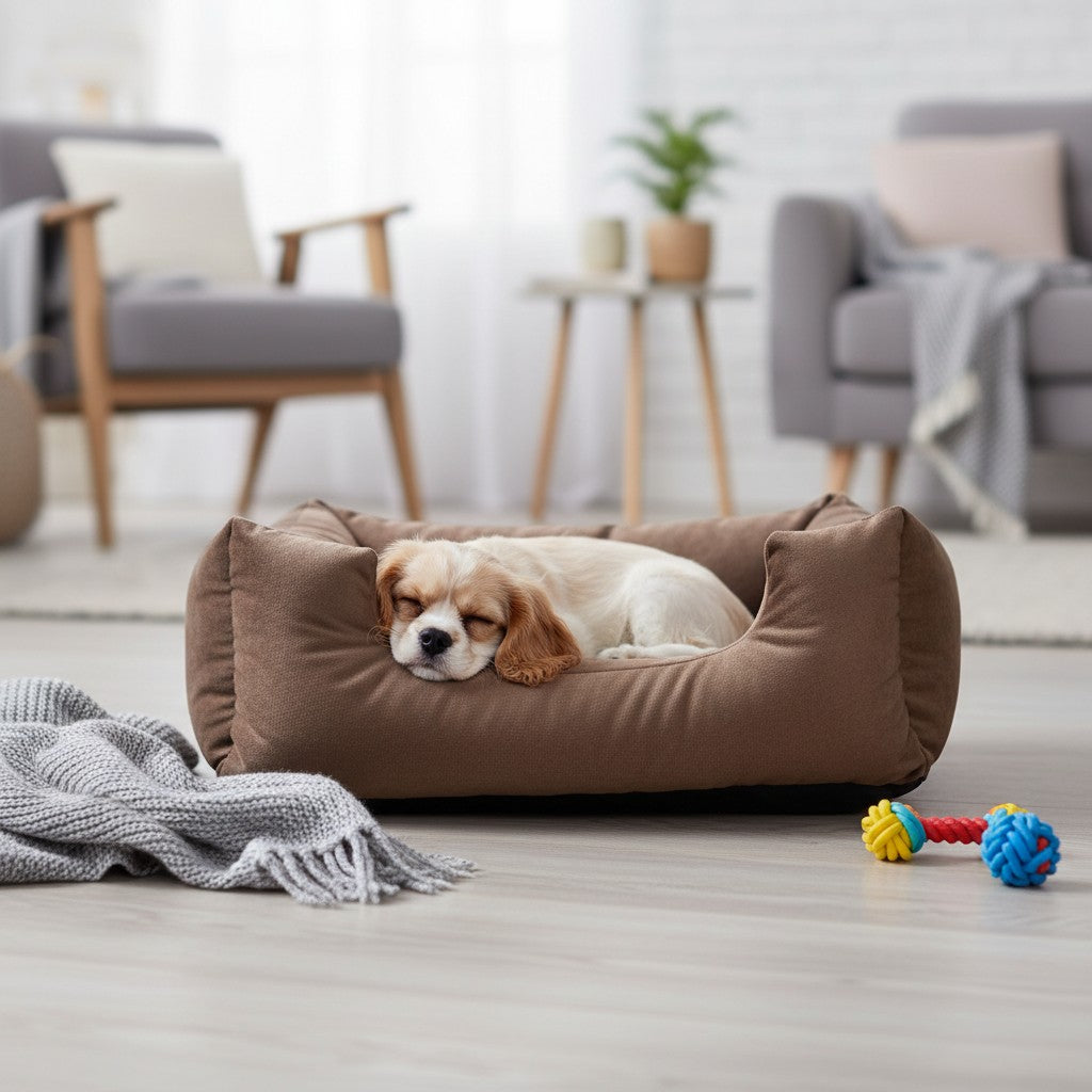 Cama Para Cachorro Quadrada conforto Marrom Liso Drop