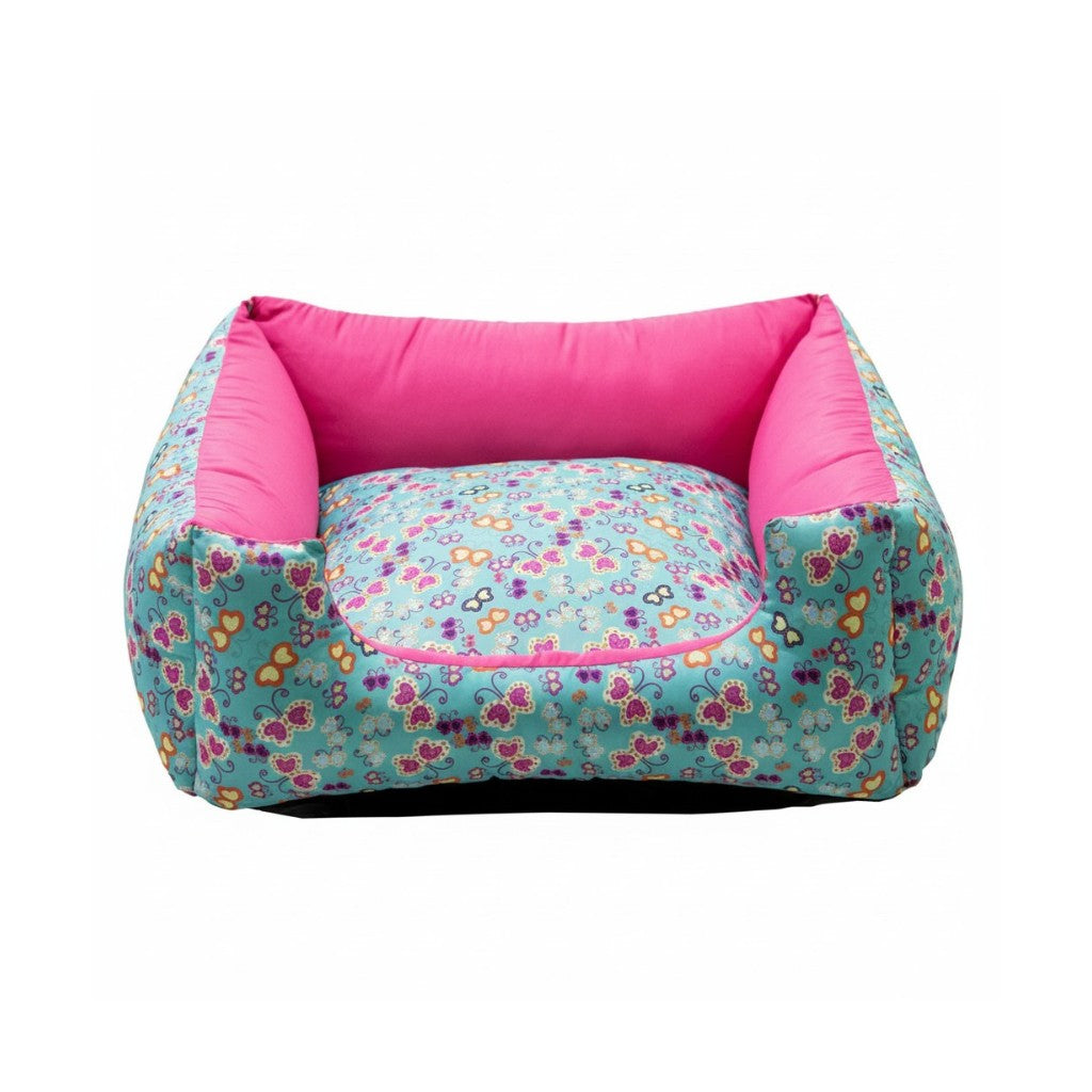Cama Para Cachorro Quadrada conforto Rosa Borboleta Drop