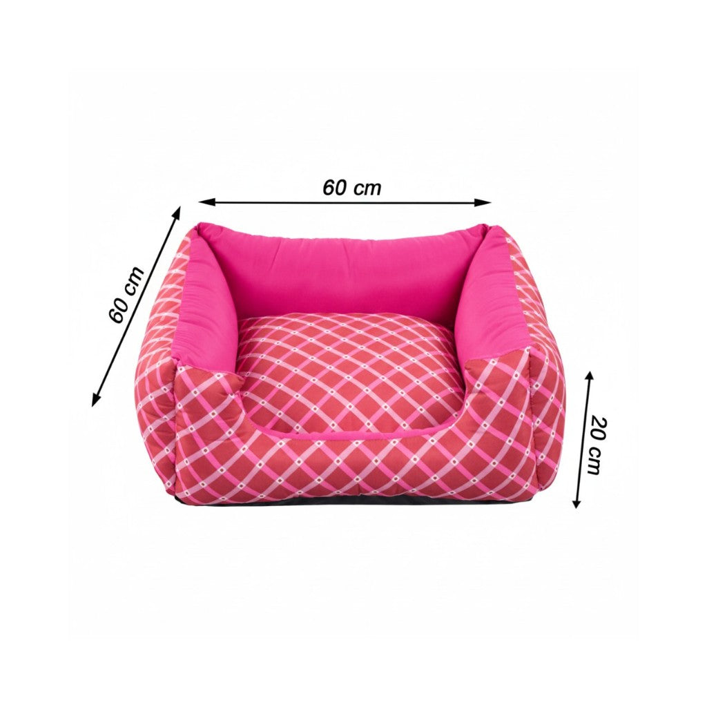Cama Para Cachorro Quadrada conforto Rosa Geometrico Drop
