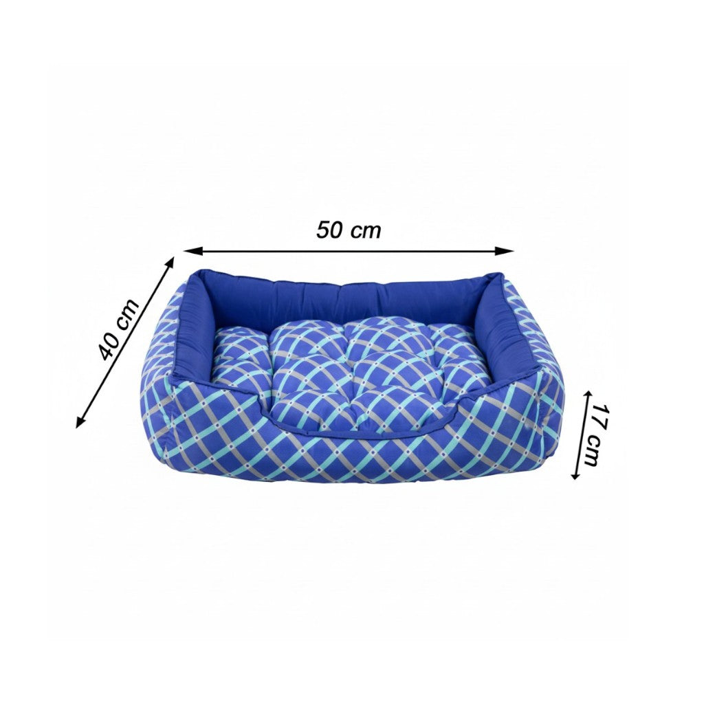 Cama Para Cachorro retangular Pet Azul Geometrico Drop