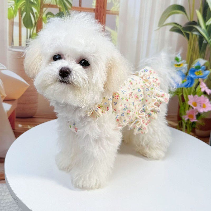 Primavera verão vestido floral  para cães