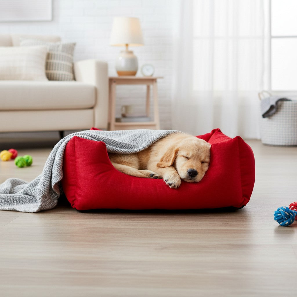 Cama Para Cachorro Quadrada conforto Vermelho Liso Drop