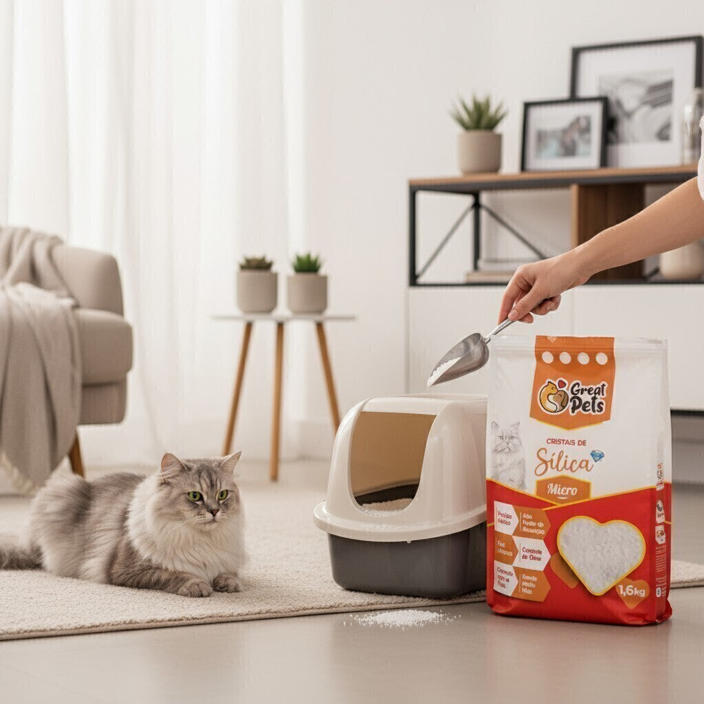 Areia Sílica Gato Fina 1,6kg Anti Odor Premium Drop