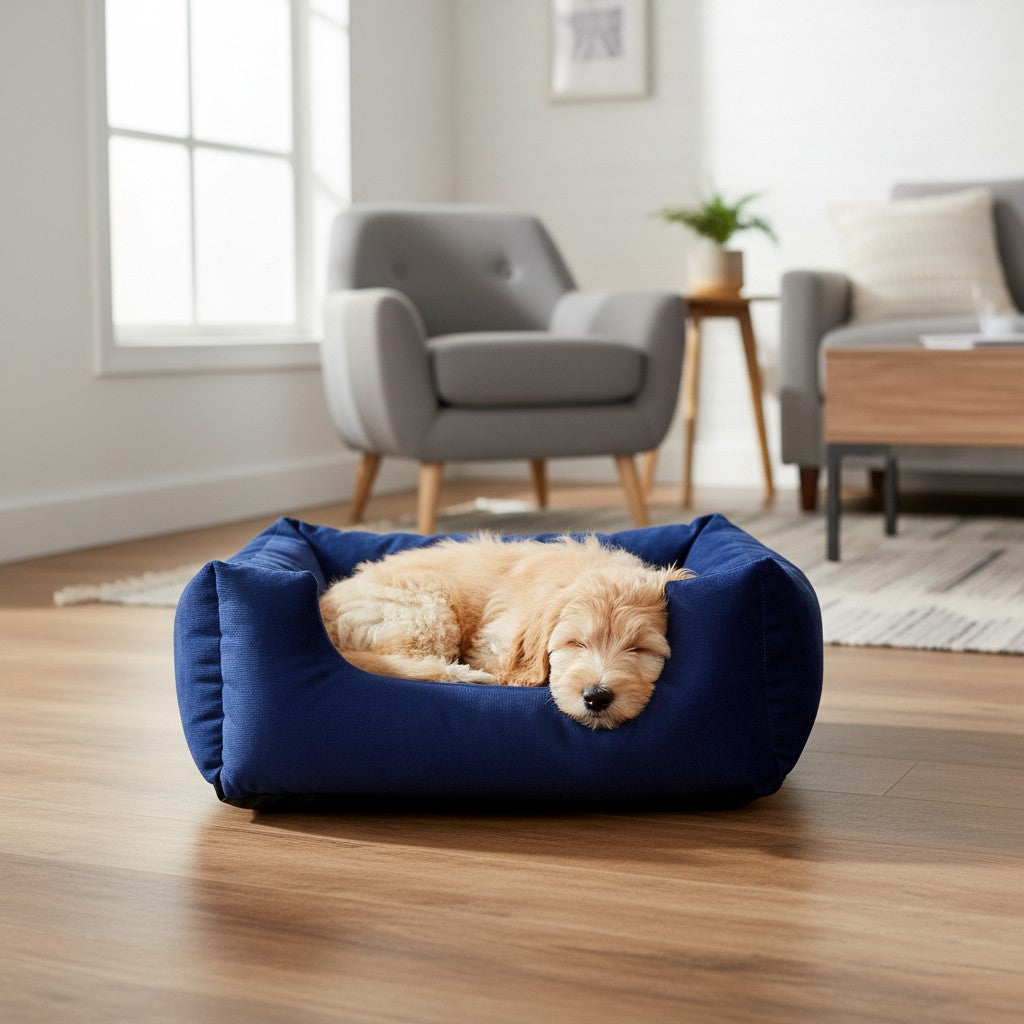 Cama Para Cachorro Quadrada conforto Azul Liso Drop