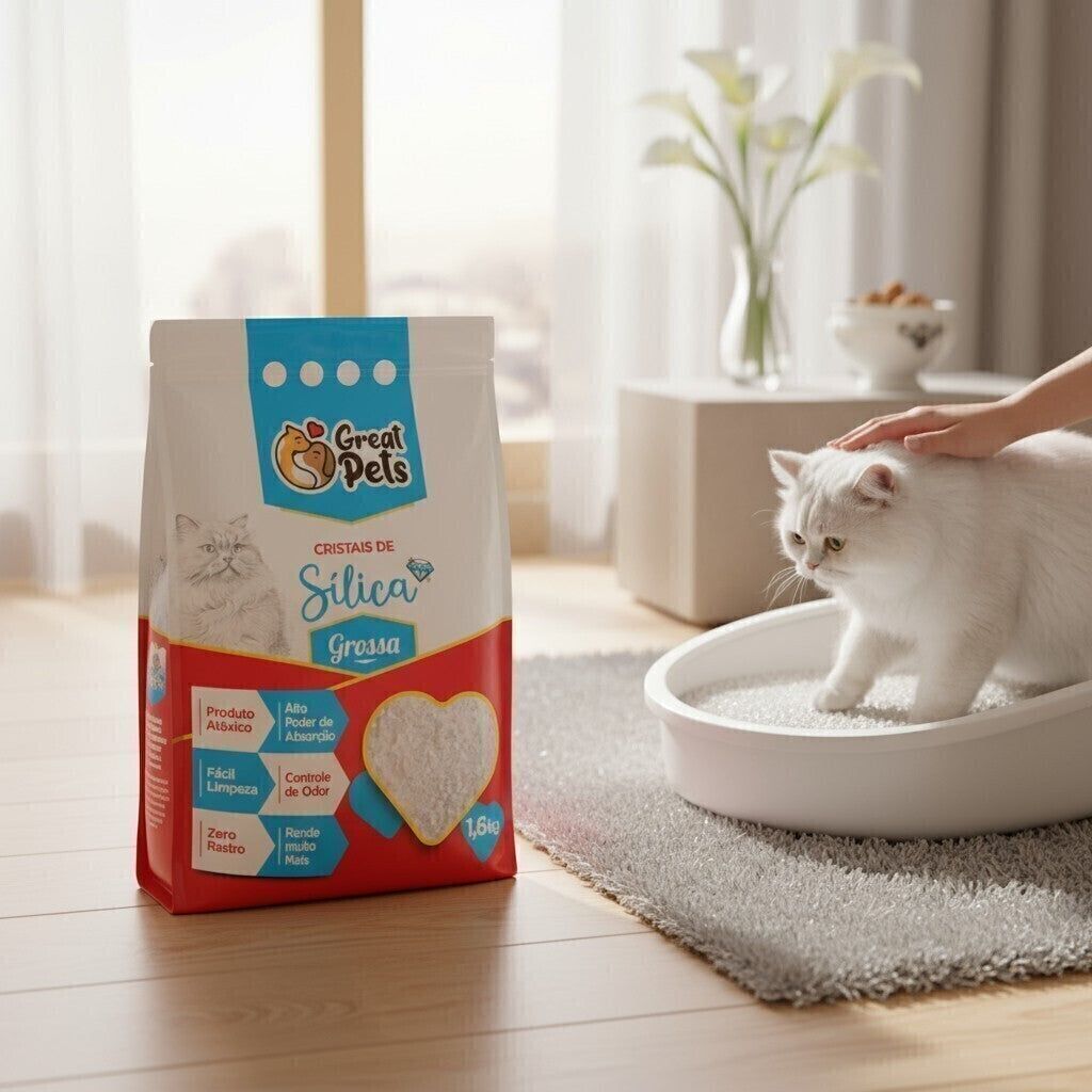 Areia Sílica Gato Fina 1,6kg Grossa Premium