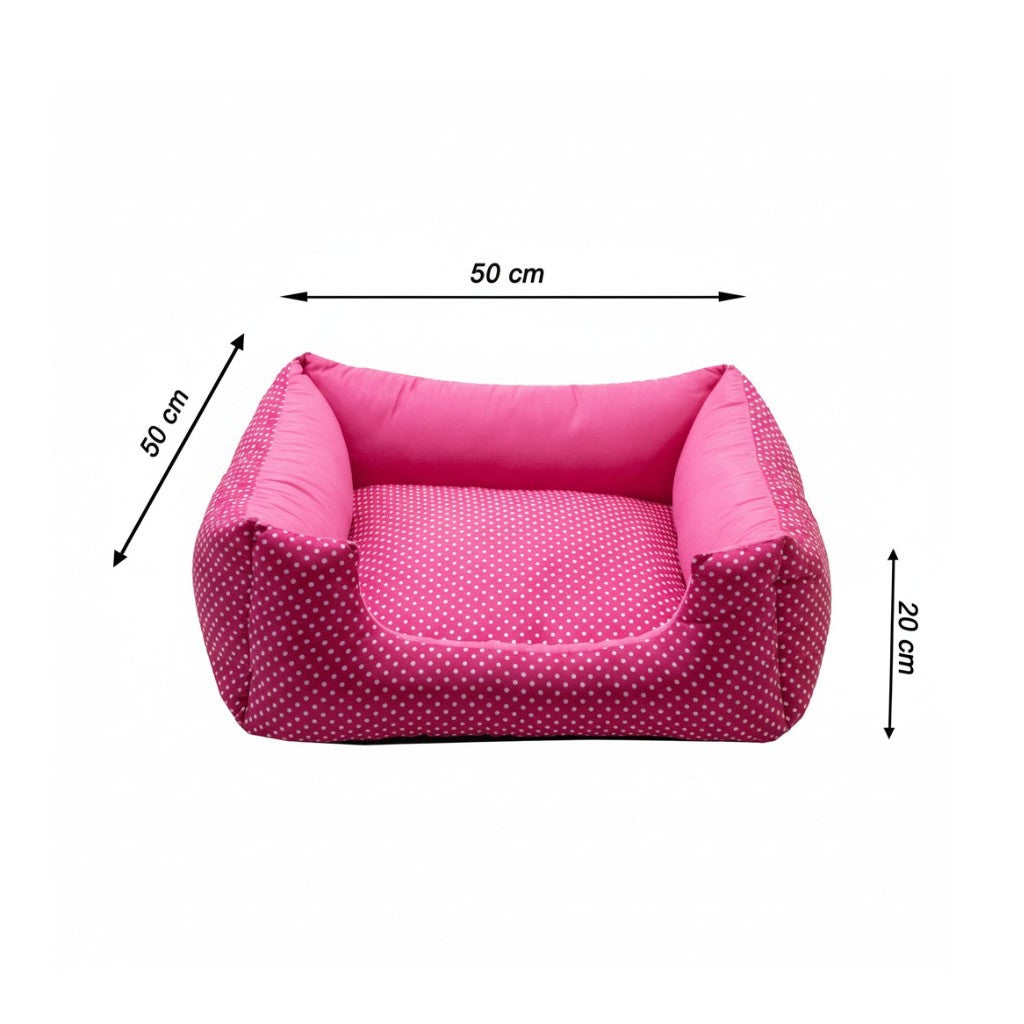 Cama Para Cachorro Quadrada conforto Rosa Poa Drop