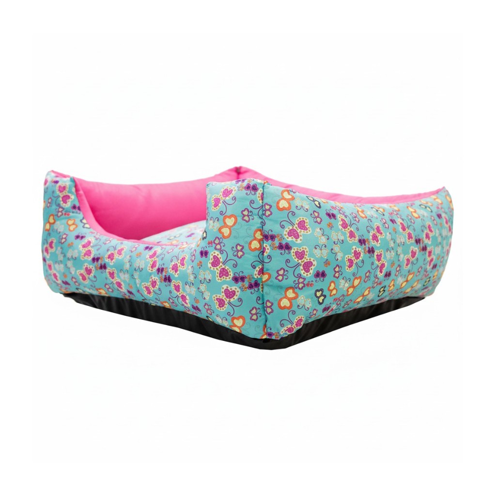 Cama Para Cachorro Quadrada conforto Rosa Borboleta Drop