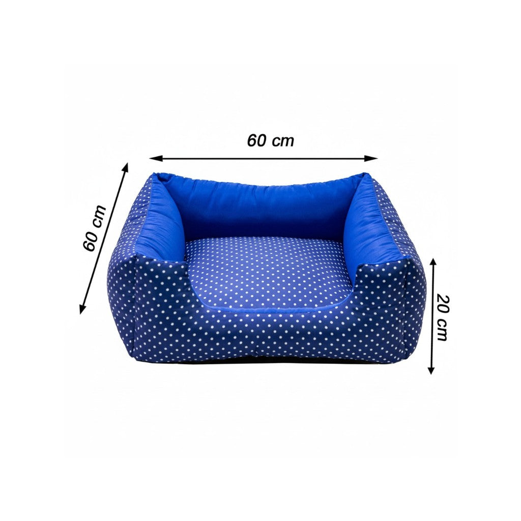 Cama Para Cachorro Quadrada conforto Azul Poa Drop
