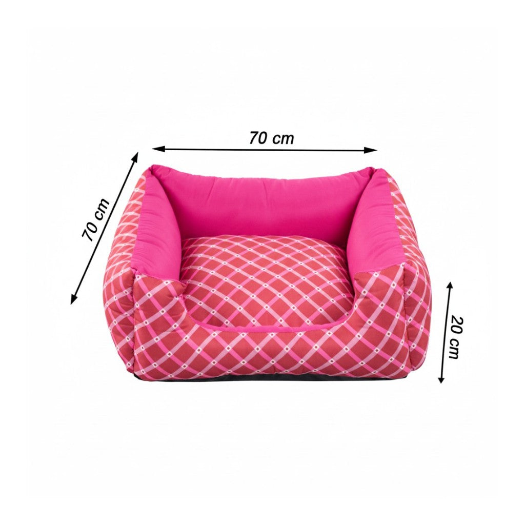 Cama Para Cachorro Quadrada conforto Rosa Geometrico Drop