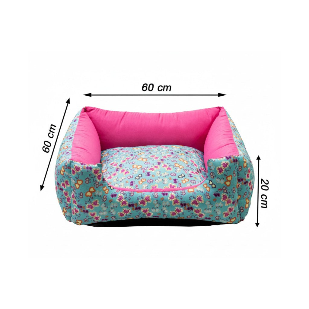 Cama Para Cachorro Quadrada conforto Rosa Borboleta Drop