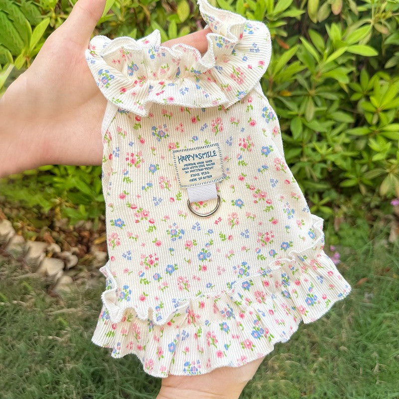 Primavera verão vestido floral  para cães