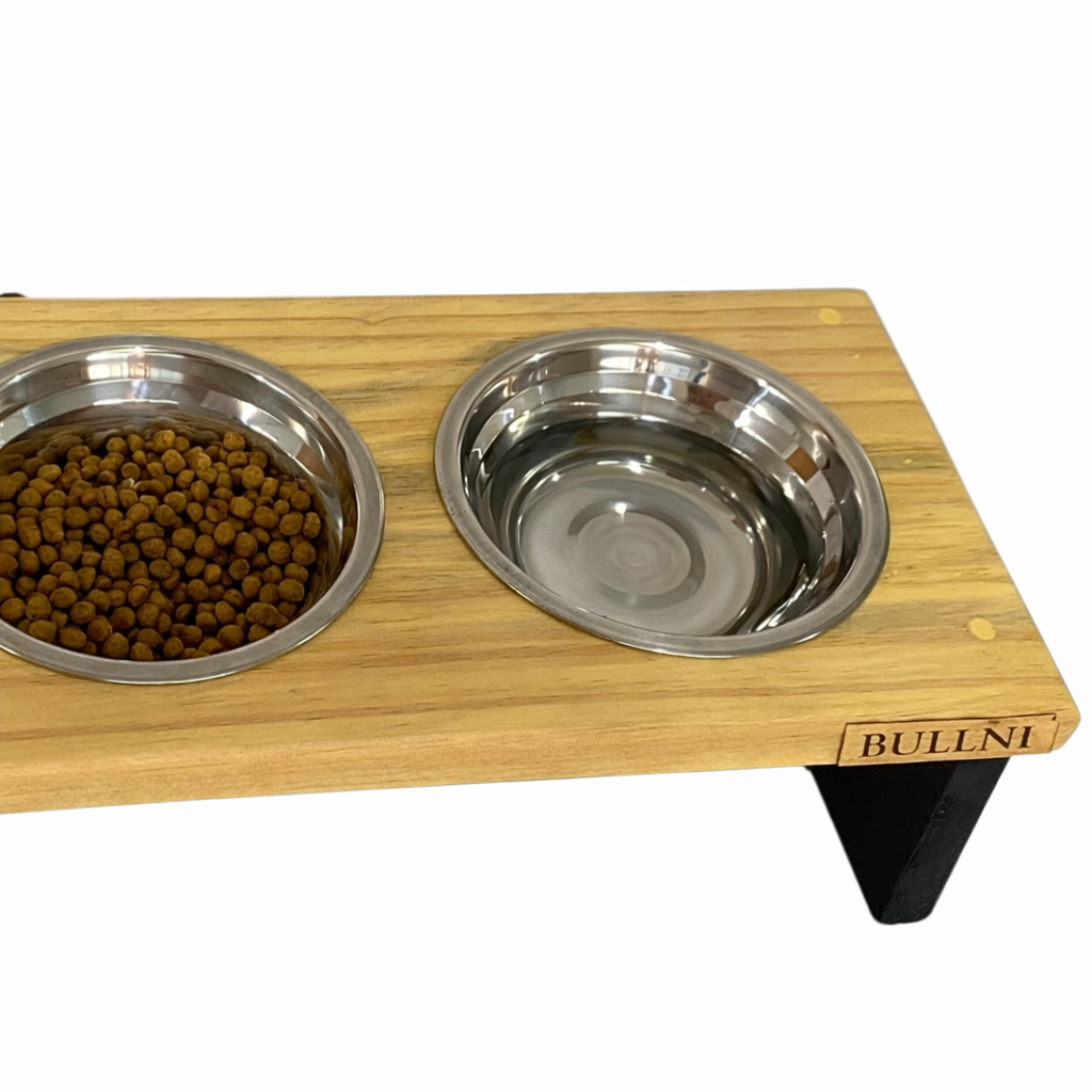 Comedouro Elevado e personalizado de Madeira para Pets Bullni Store
