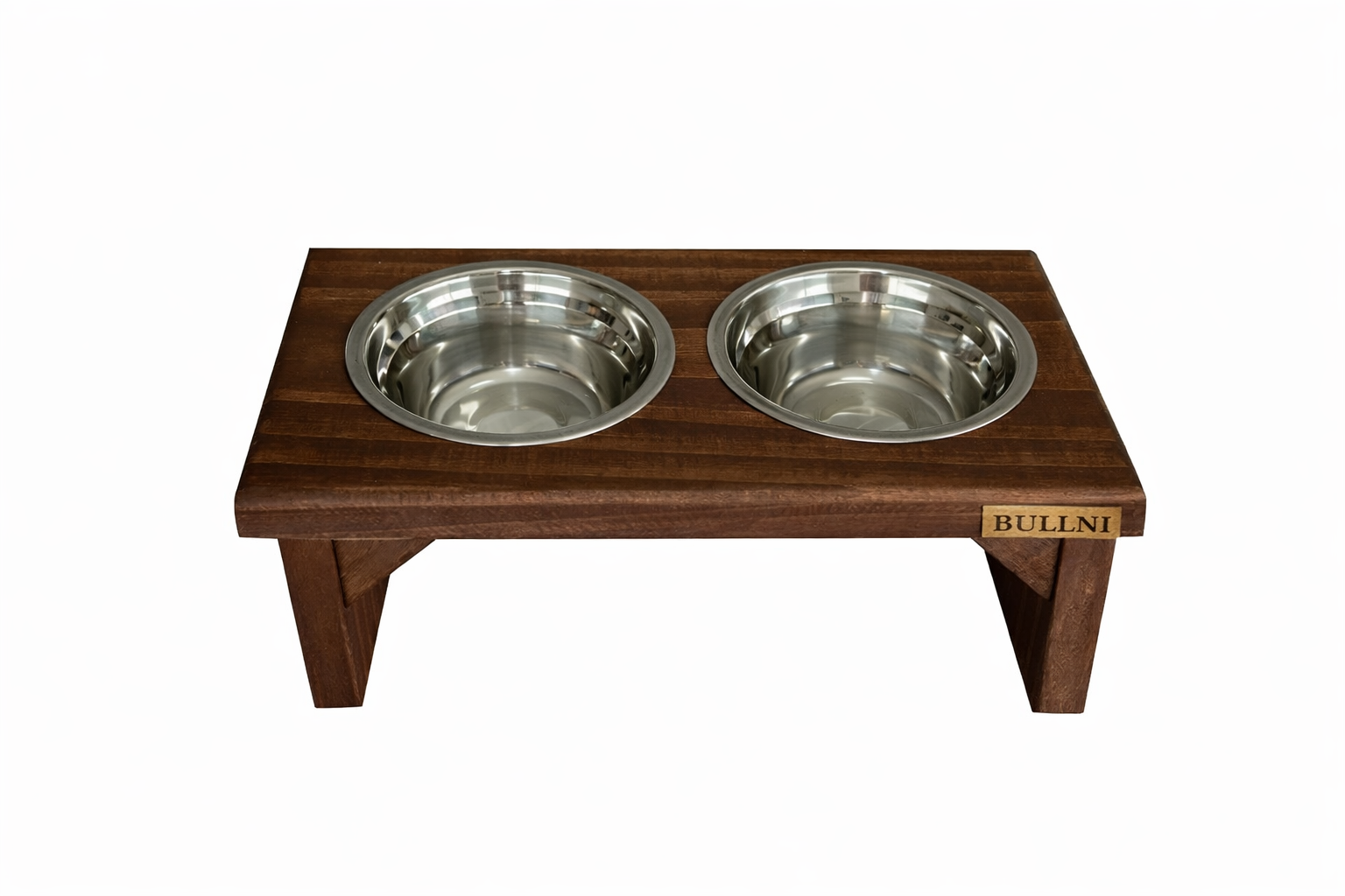 Comedouro Elevado Pet Marrom de Madeira Bullni Store