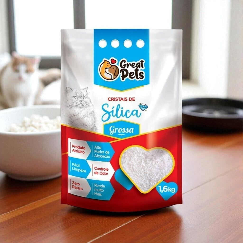 Areia Sílica Gato Fina 1,6kg Grossa Premium