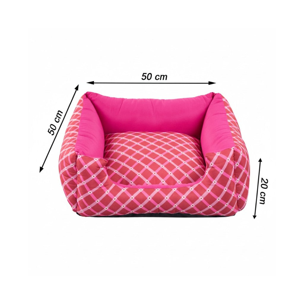 Cama Para Cachorro Quadrada conforto Rosa Geometrico Drop