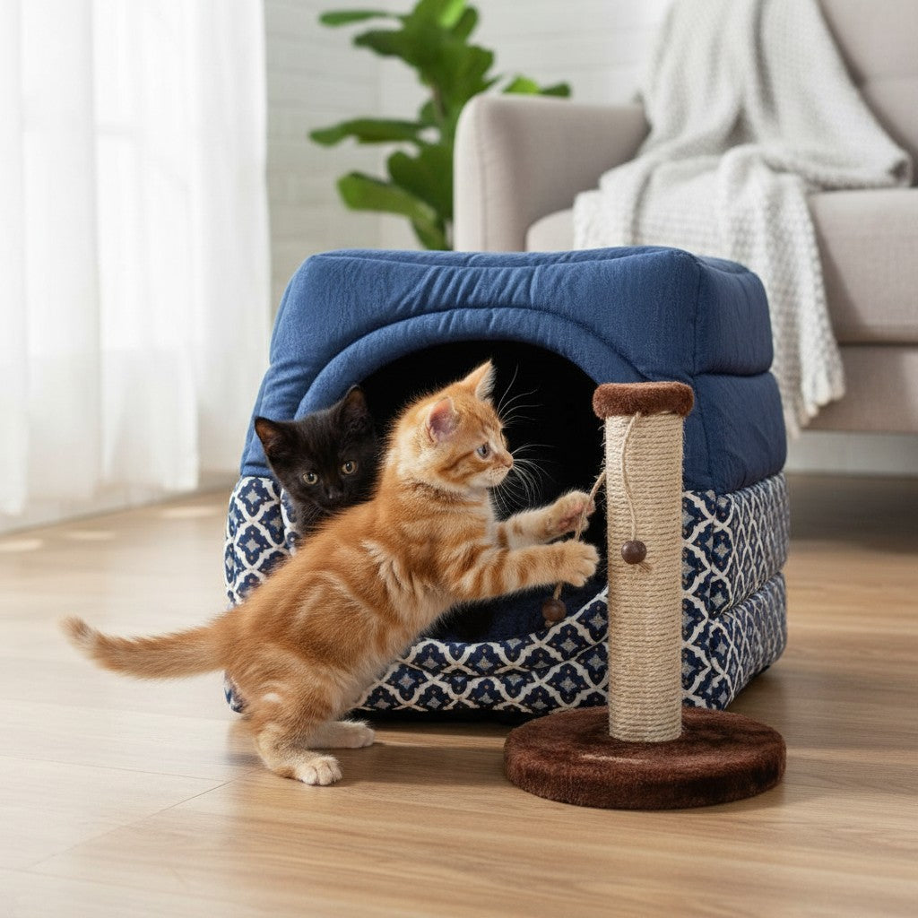 Toca Iglu Cachorro Gato Confortável Marinho Geometrico Drop