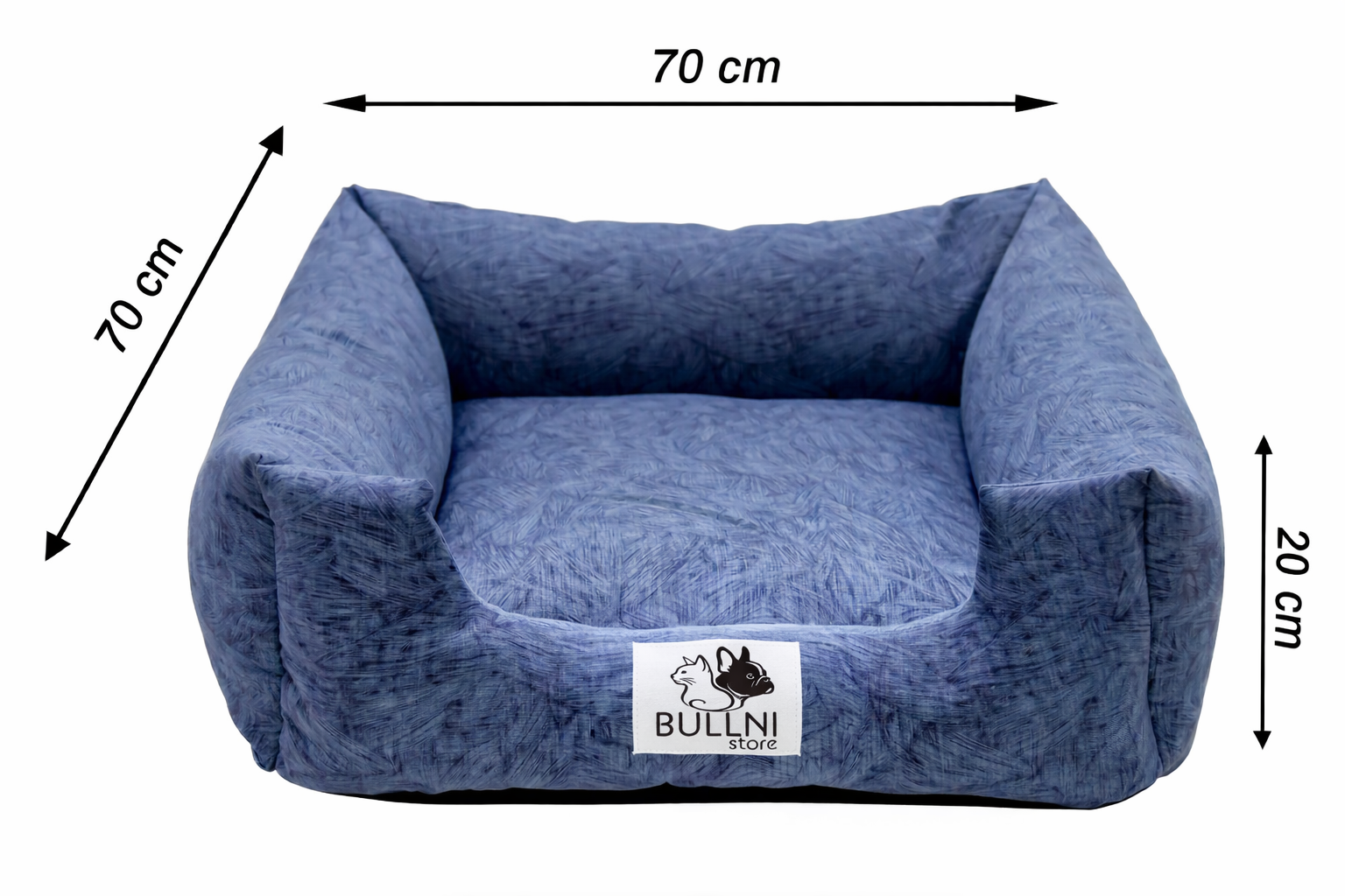 Cama Quadrada para Cachorro ou Gato Bullni Luxo Azul Petróleo
