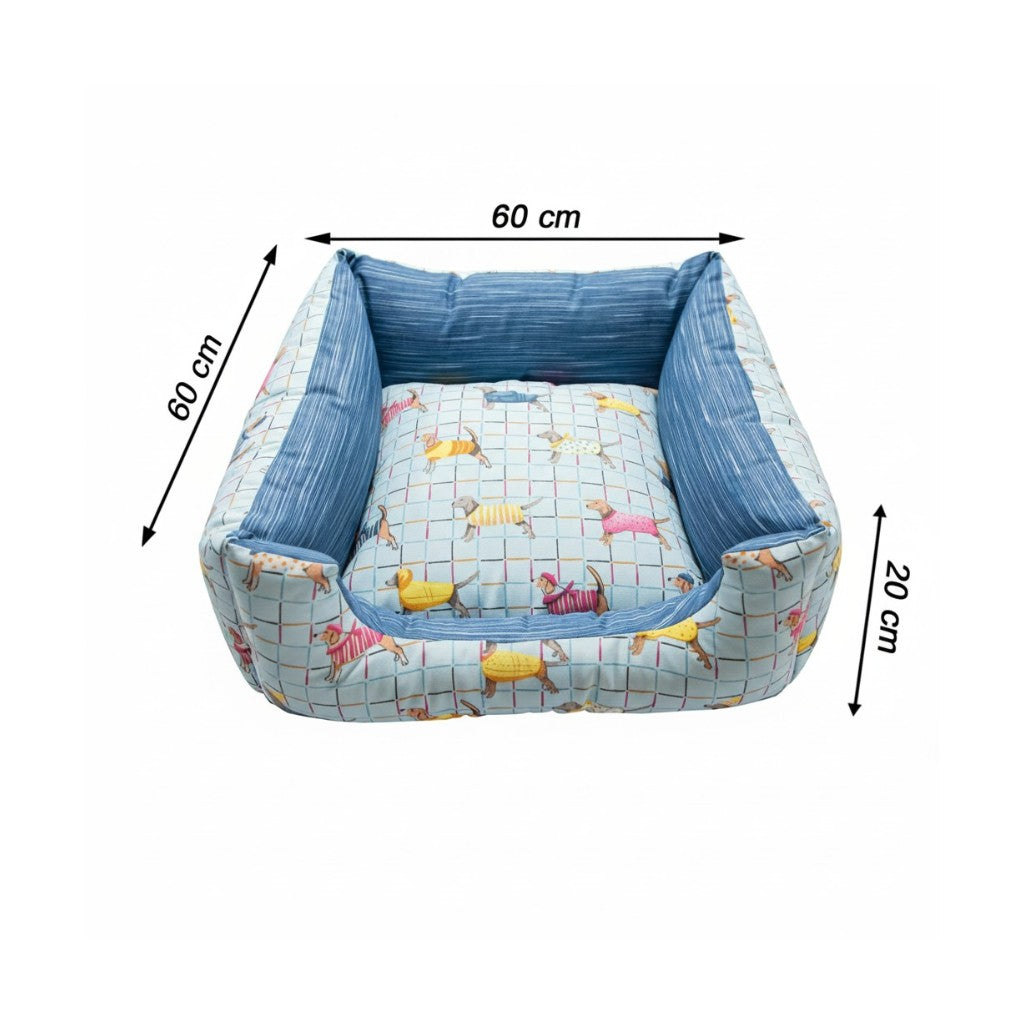 Cama Para Cachorro Quadrada impermeavel Azul Pets Drop