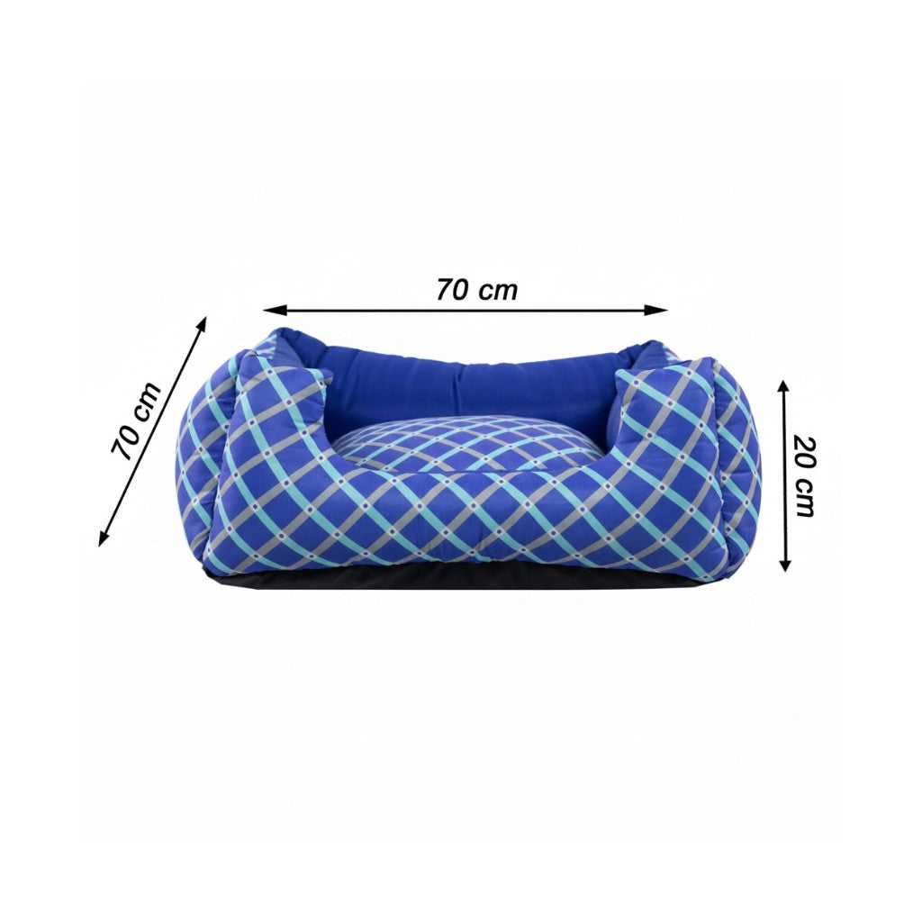 Cama Para Cachorro Quadrada conforto Azul Geometrico Drop