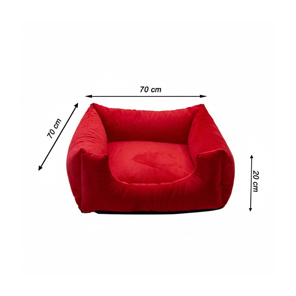 Cama Para Cachorro Quadrada conforto Vermelho Liso Drop