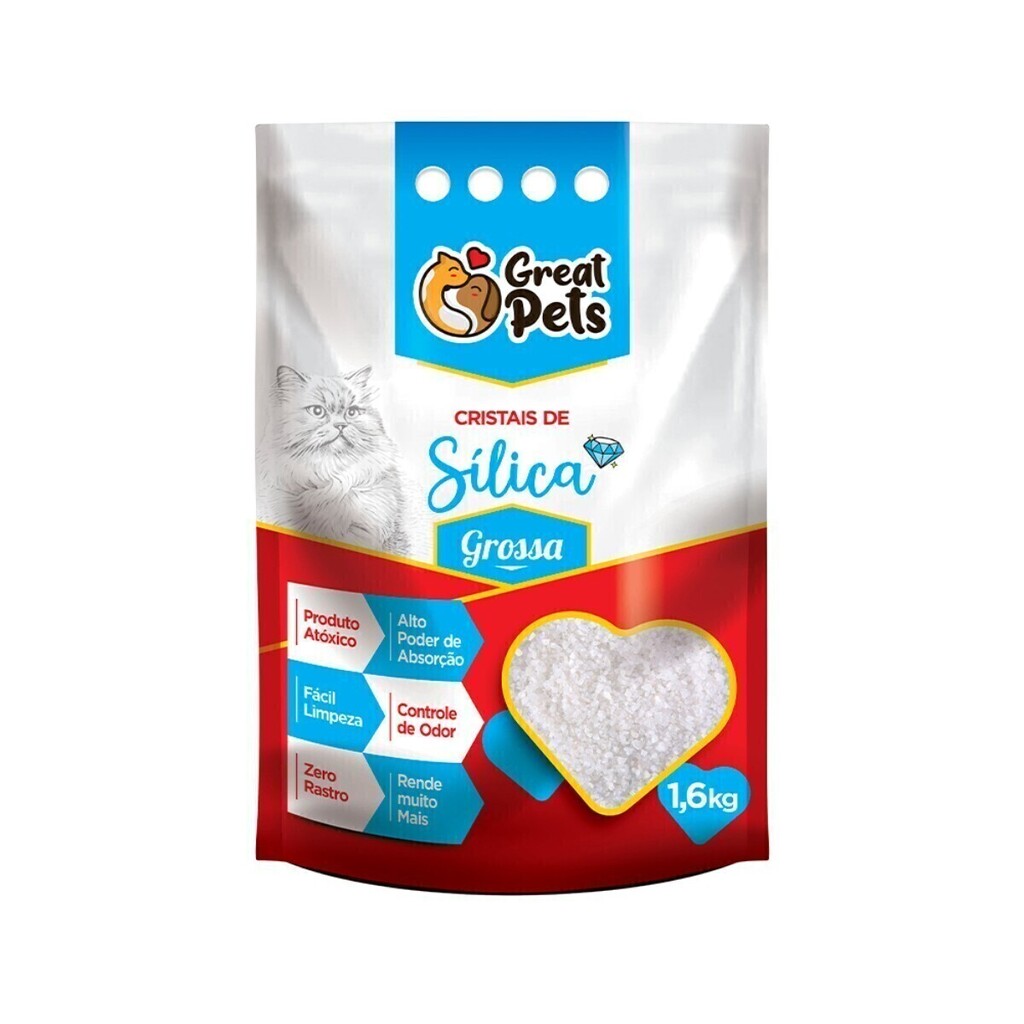 Areia Sílica Gato Fina 1,6kg Grossa Premium