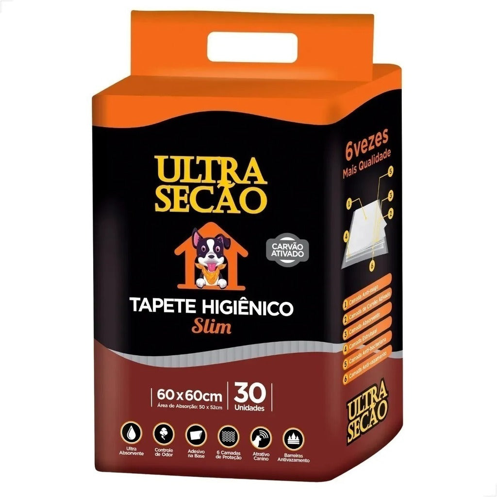 Tapete Higiênico Cachorro Carvão Ativado 60x60cm c/30 unidades
