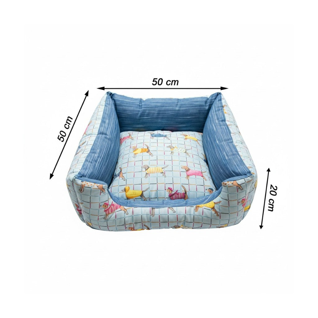 Cama Para Cachorro Quadrada impermeavel Azul Pets Drop