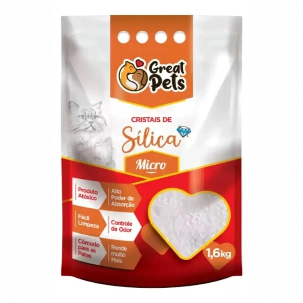 Areia Sílica Gato Fina 1,6kg Anti Odor Premium Drop