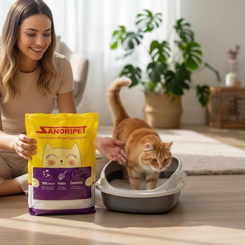 Areia Sílica Gato Fina 1,6kg Alta Absorção