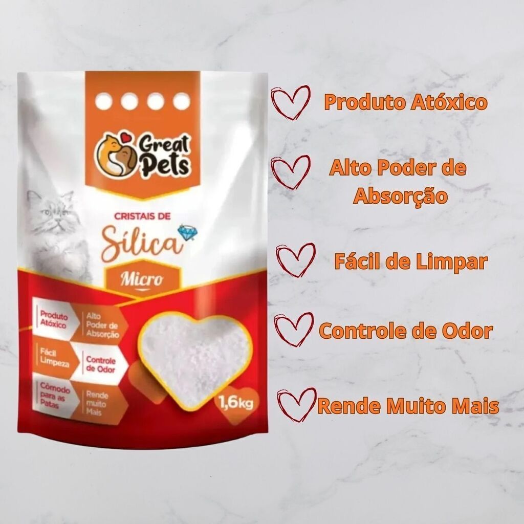 Areia Sílica Gato Fina 1,6kg Anti Odor Premium Drop
