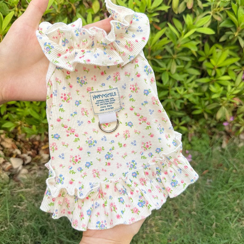 Primavera verão vestido floral  para cães