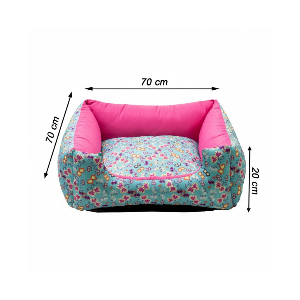 Cama Para Cachorro Quadrada conforto Rosa Borboleta Drop