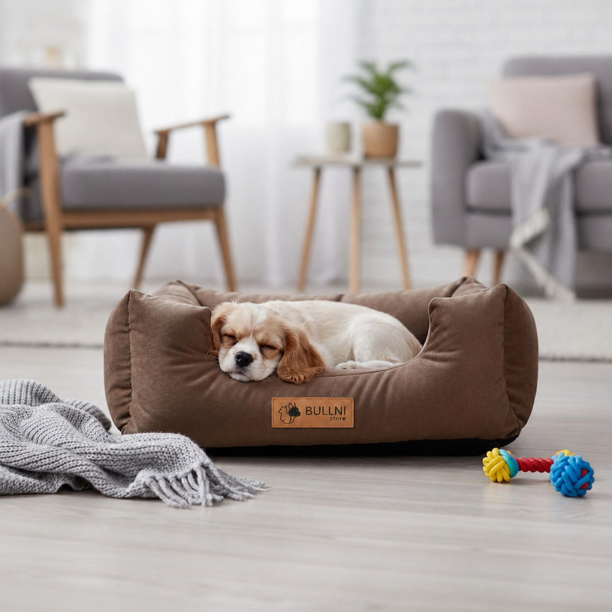 Cama Para Pets - Quadrada Marrom Liso Bullni Store