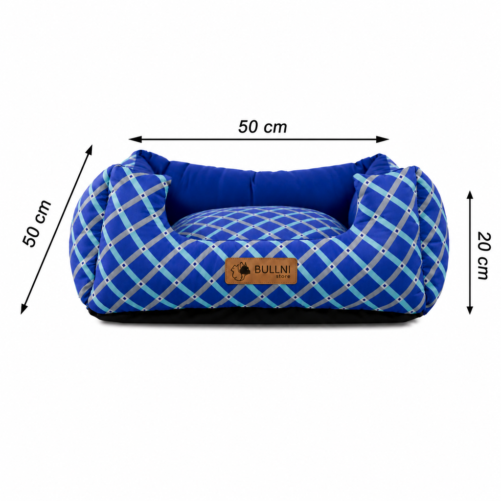 Cama Para Pets - Quadrada Azul xadrez Bullni Store