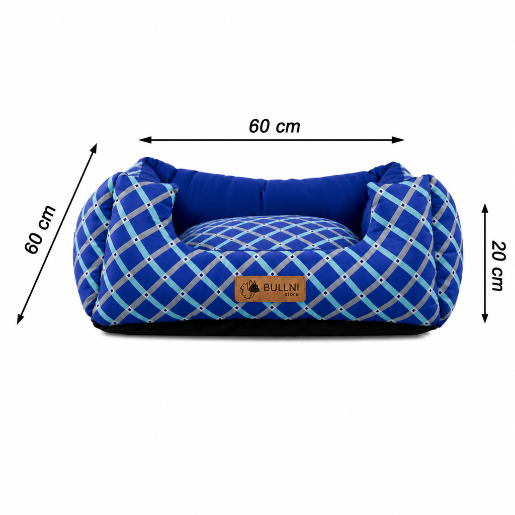 Cama Para Pets - Quadrada Azul xadrez Bullni Store