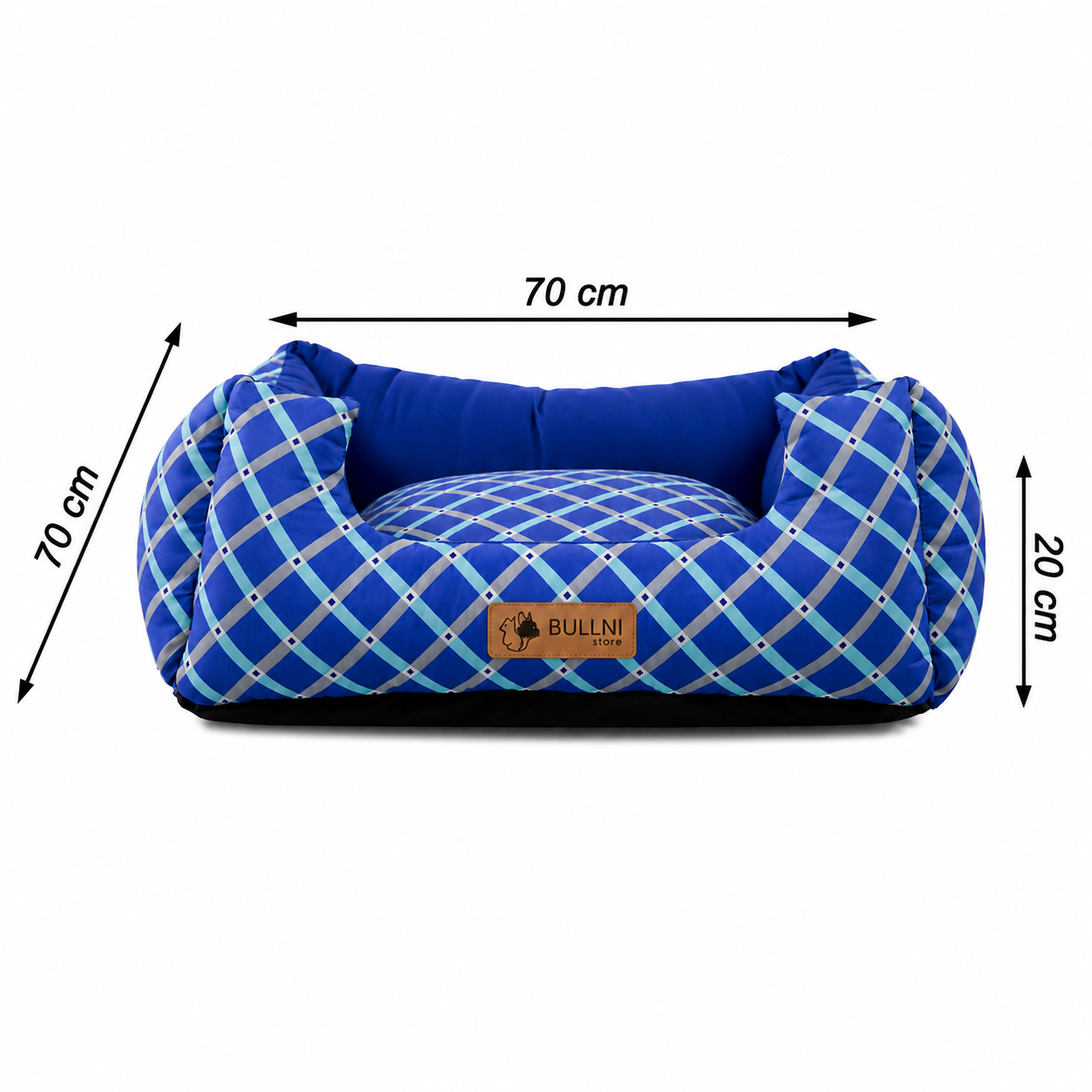 Cama Para Pets - Quadrada Azul xadrez Bullni Store