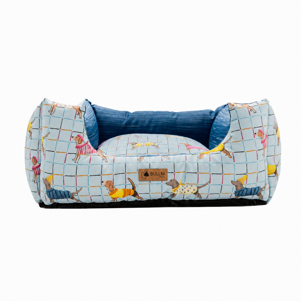 Cama Para Pets - Quadrada impermeável Azul Estampada Bullni Store
