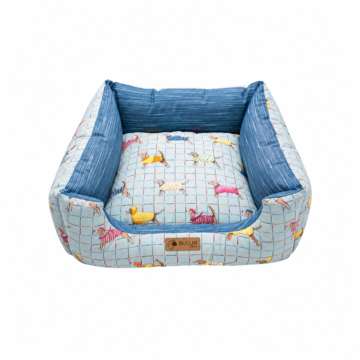 Cama Para Pets - Quadrada impermeável Azul Estampada Bullni Store