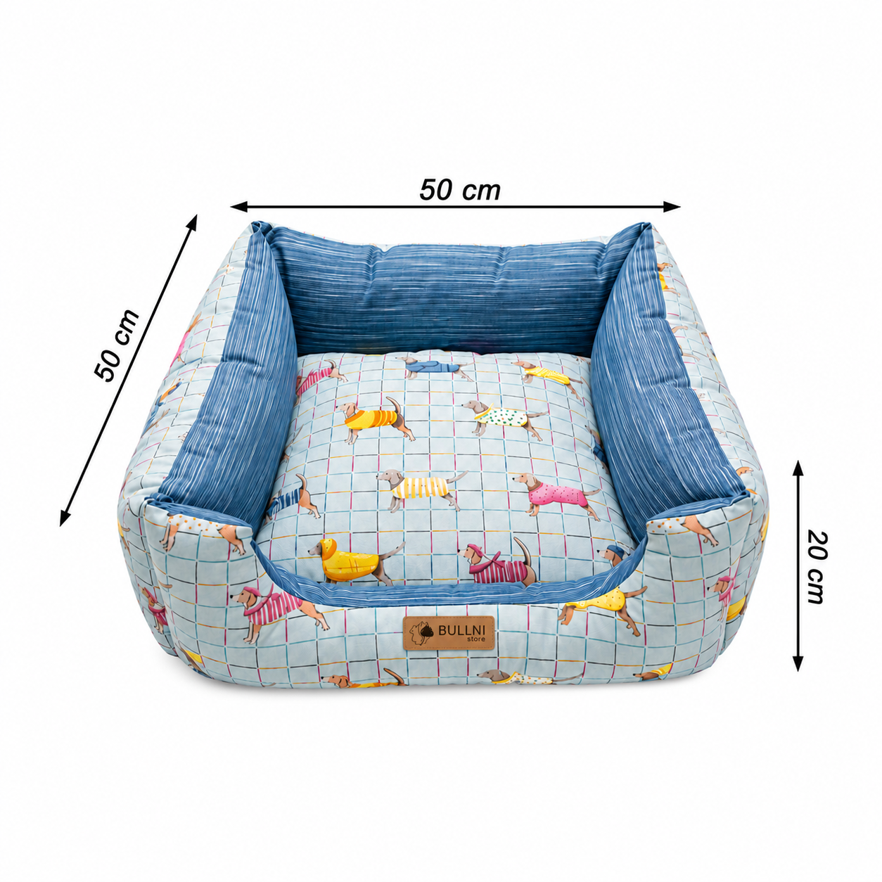 Cama Para Pets - Quadrada impermeável Azul Estampada Bullni Store