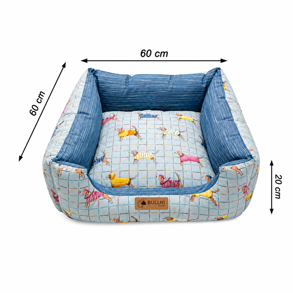 Cama Para Pets - Quadrada impermeável Azul Estampada Bullni Store
