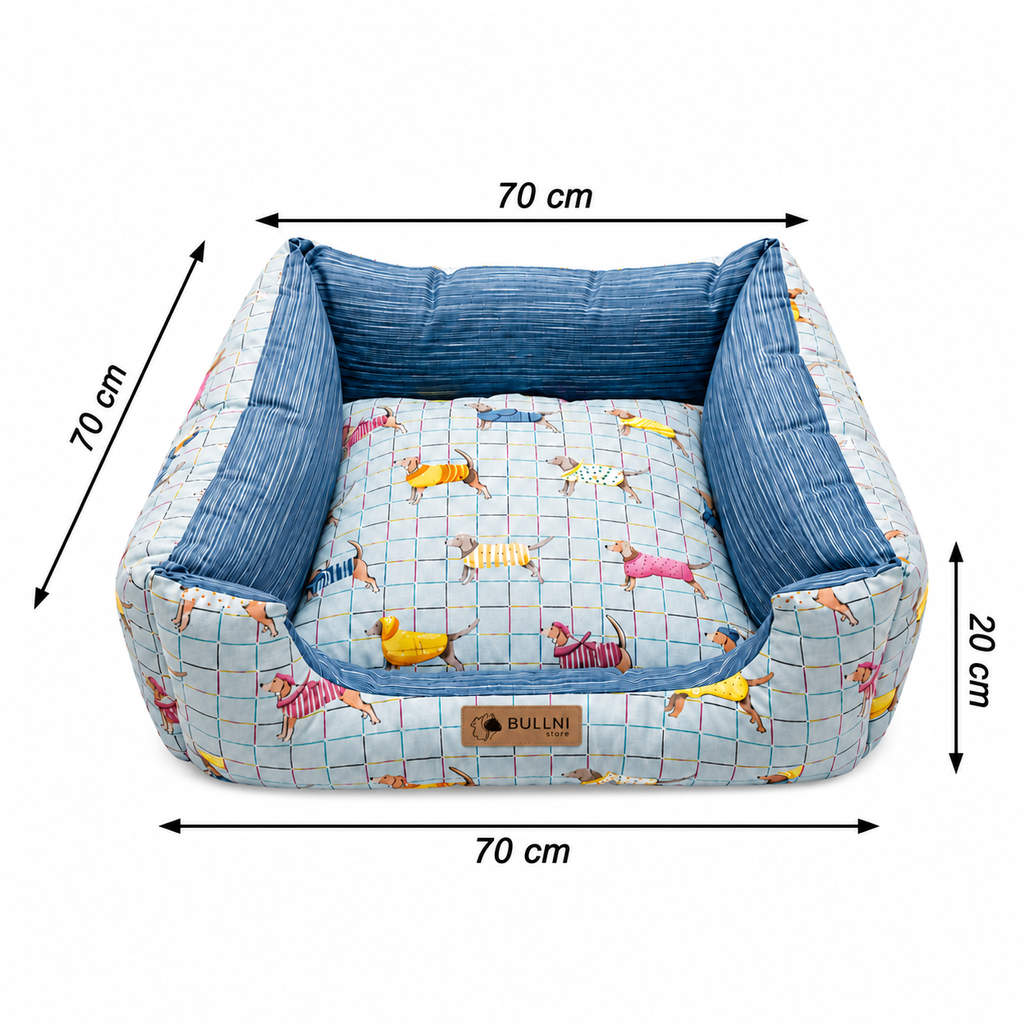 Cama Para Pets - Quadrada impermeável Azul Estampada Bullni Store