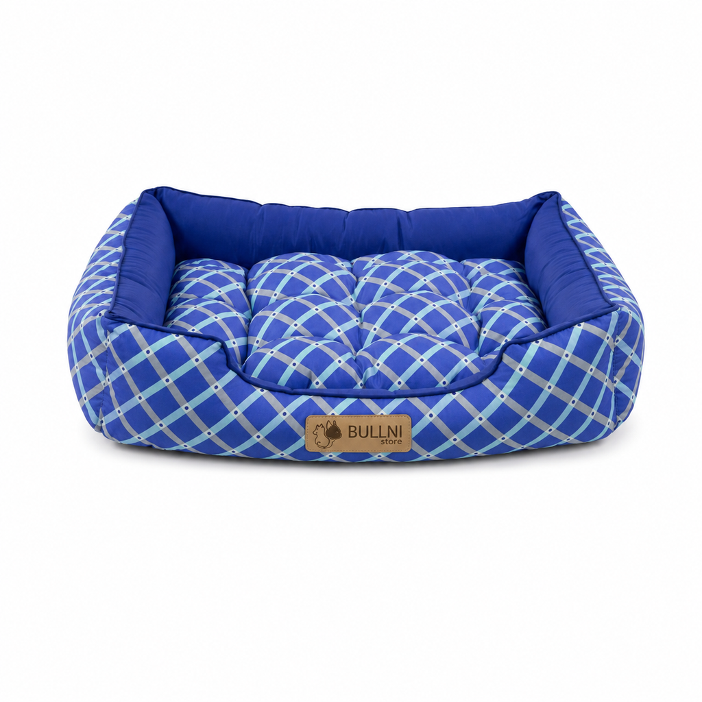 Cama Para Pets - Retangular Azul Geométrico Bullni Store