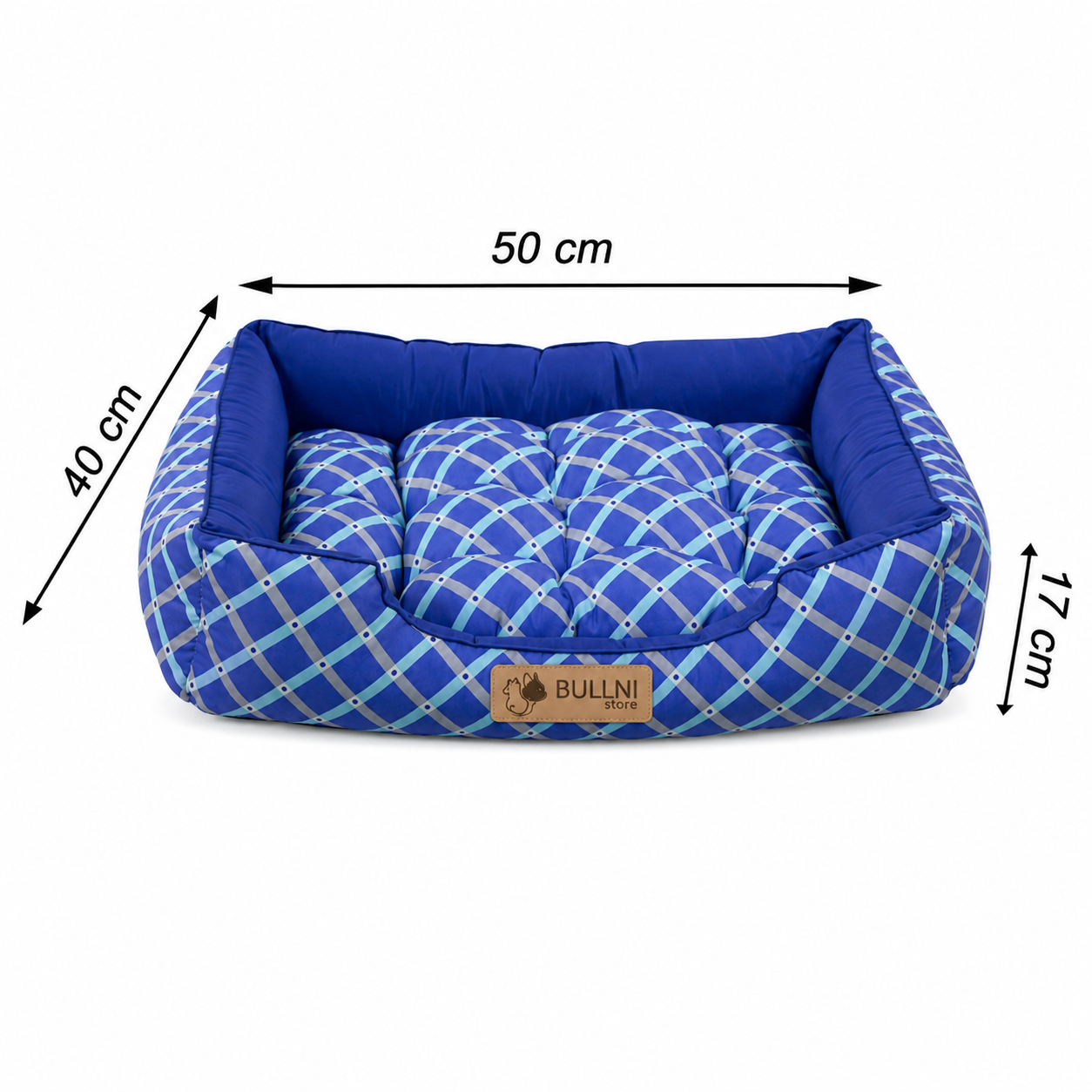 Cama Para Pets - Retangular Azul Geométrico Bullni Store