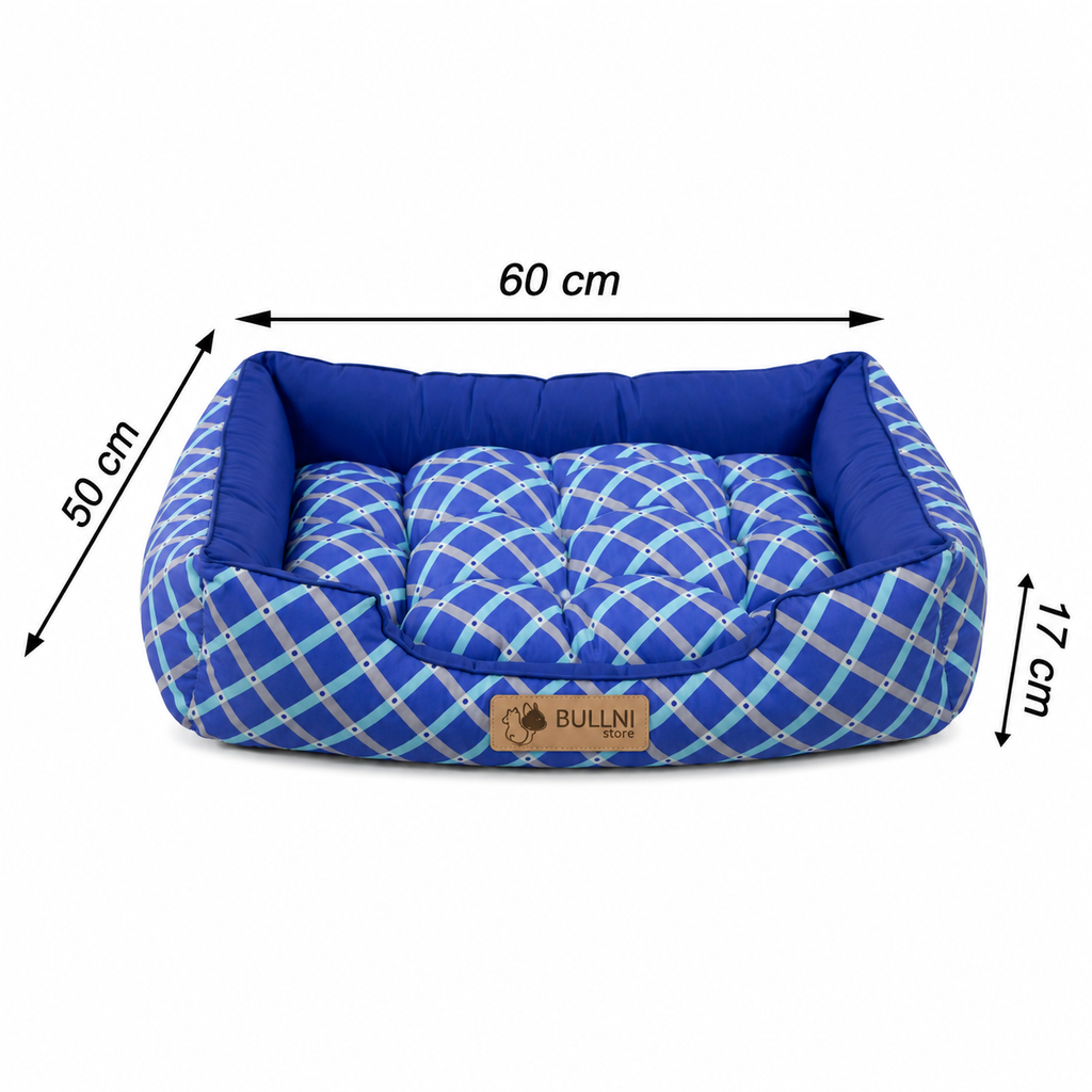 Cama Para Pets - Retangular Azul Geométrico Bullni Store