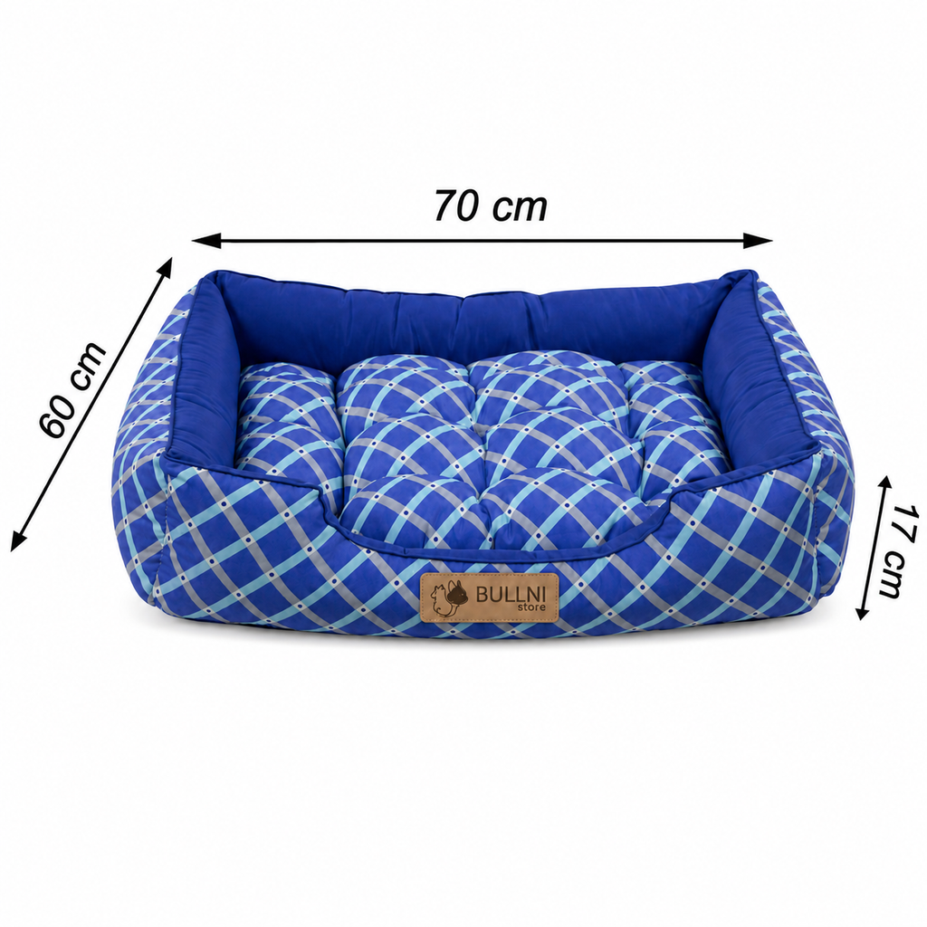 Cama Para Pets - Retangular Azul Geométrico Bullni Store