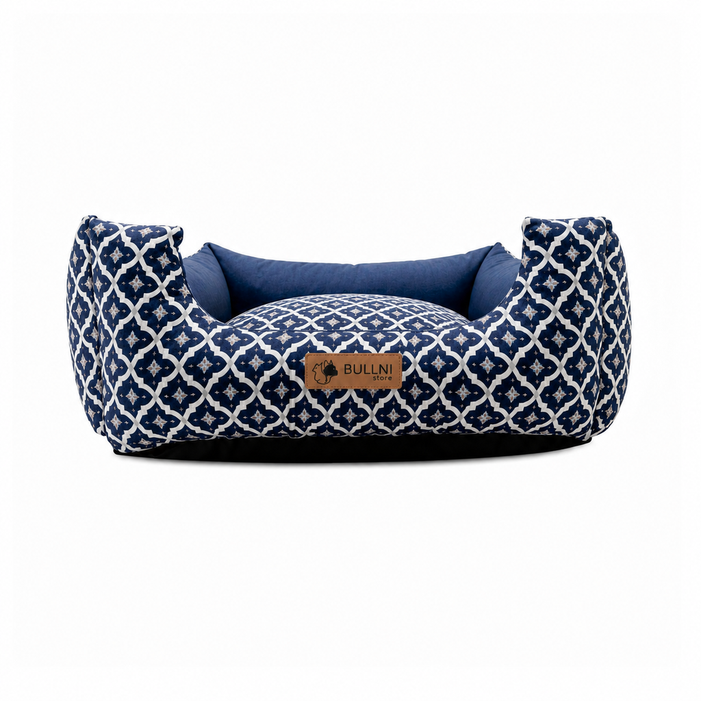 Cama Para Pets - Quadrada Azul Estampada Bullni Store